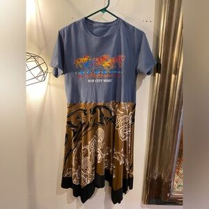 OOAK Upcycled Arizona Sun City West Graphic Tee Dress - Blue & Brown